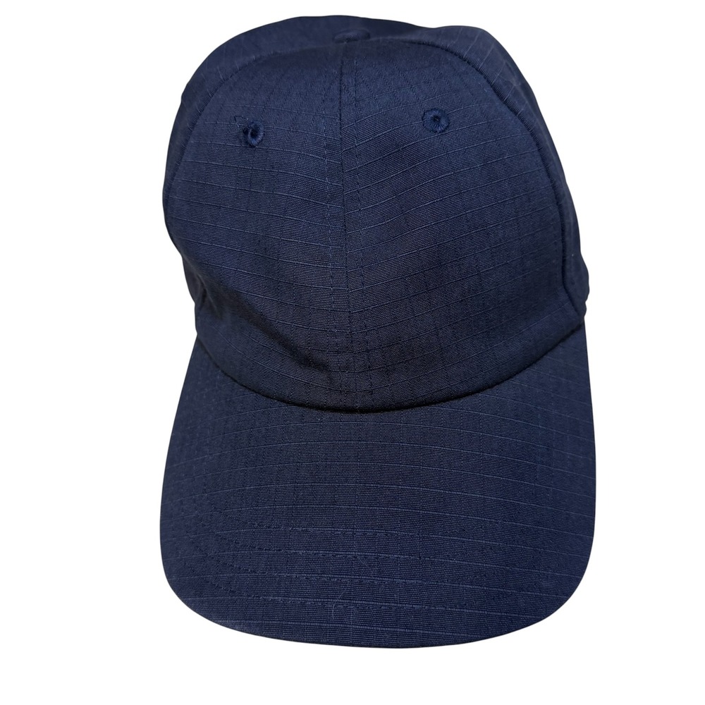 Rowdy Gentleman Navy Blue Ripstop Cotton Dad Cap Leather Strapback Hat Cap